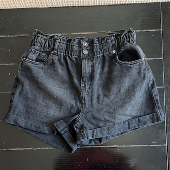 Black Denim Mom Shorts - Picture 1 of 5